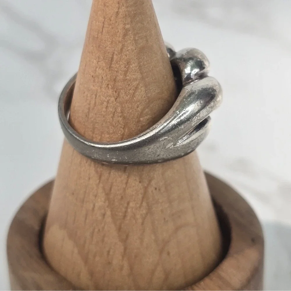 Vintage Sterling Silver 925 Twisted Bypass Ring Size 7 Statement 5.3g